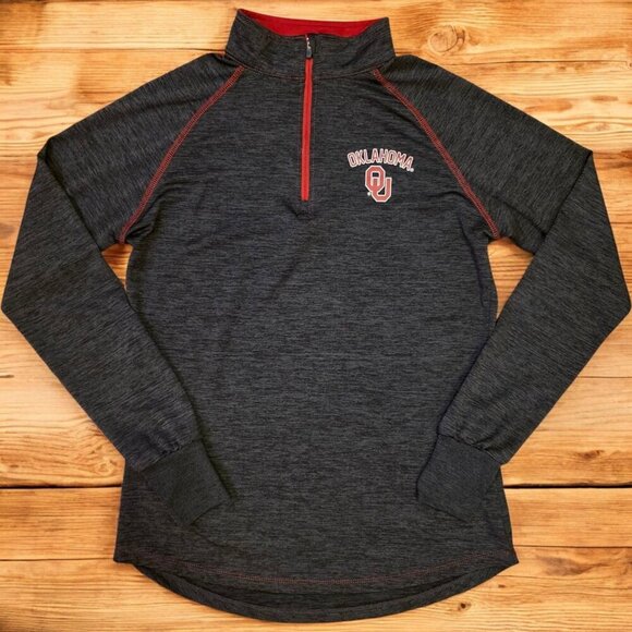 Oklahoma Sooners Colosseum 1/4 Zip Mens M Long Sleeve Pullover Dk‎ Gray Thumb - Picture 1 of 8